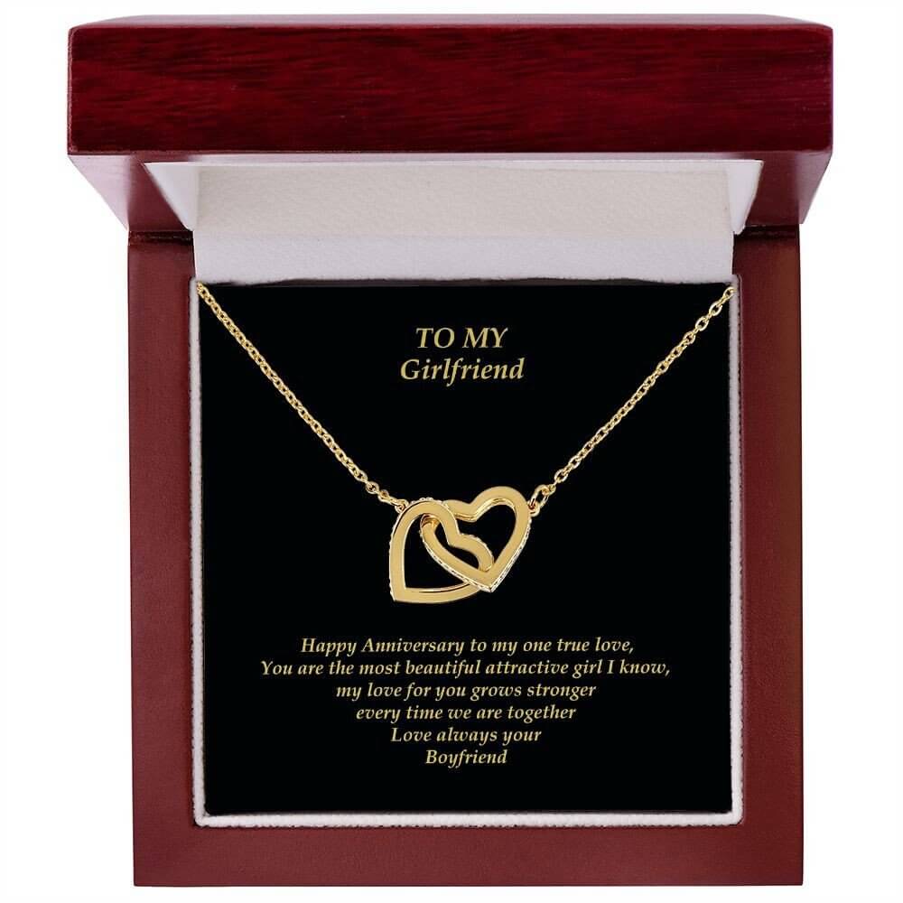 Girlfriend Gold Heart Necklace with Message Card
