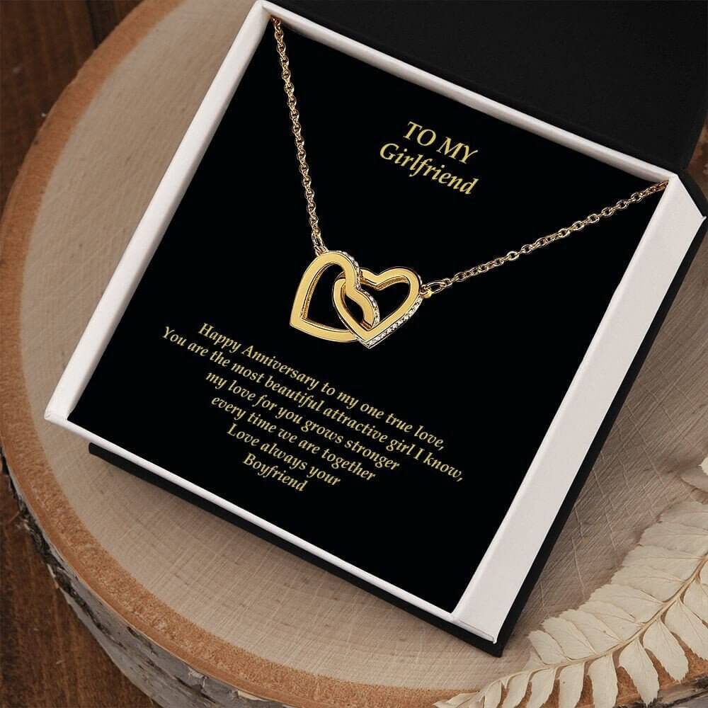 Girlfriend Gold Heart Necklace with Message Card
