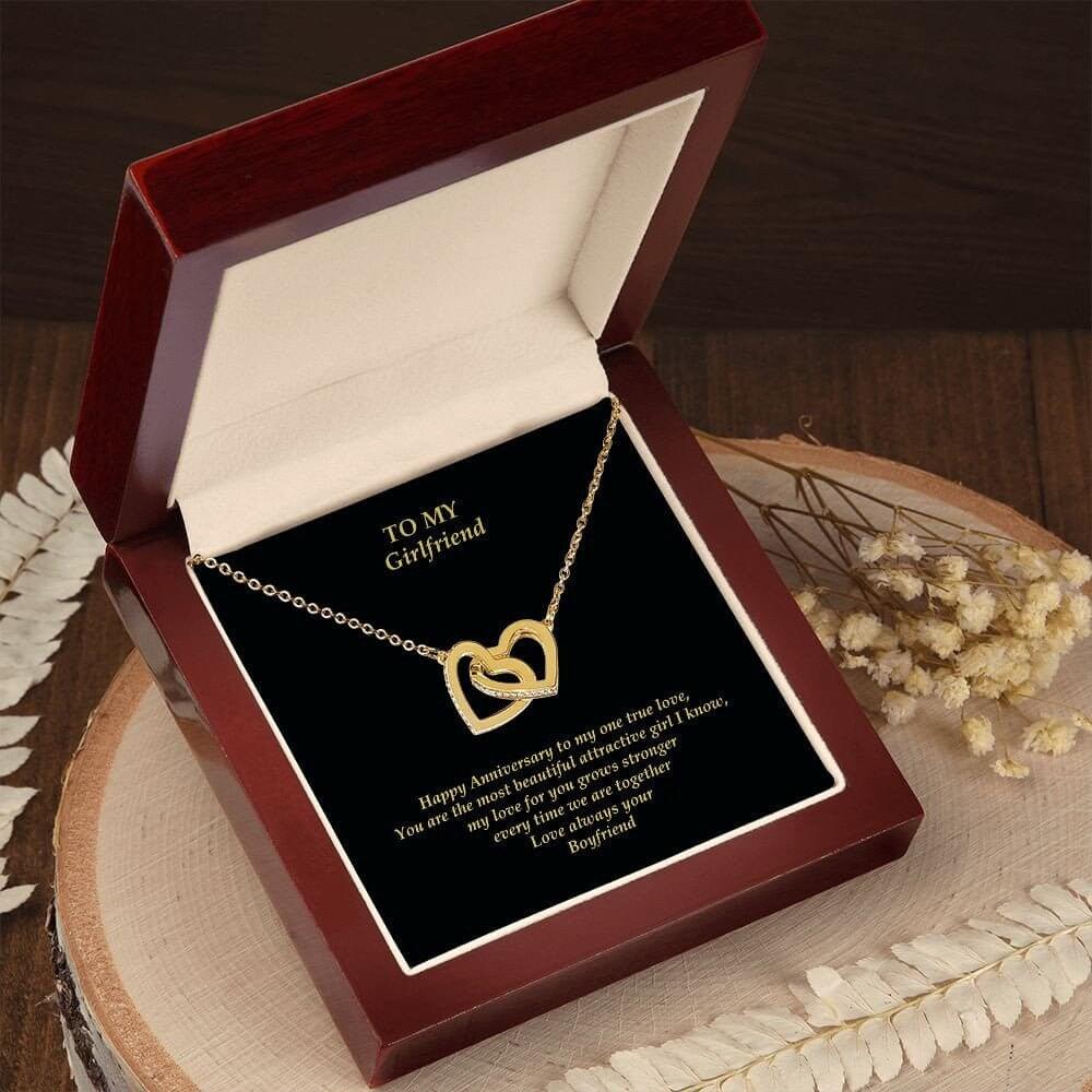 Girlfriend Gold Heart Necklace with Message Card