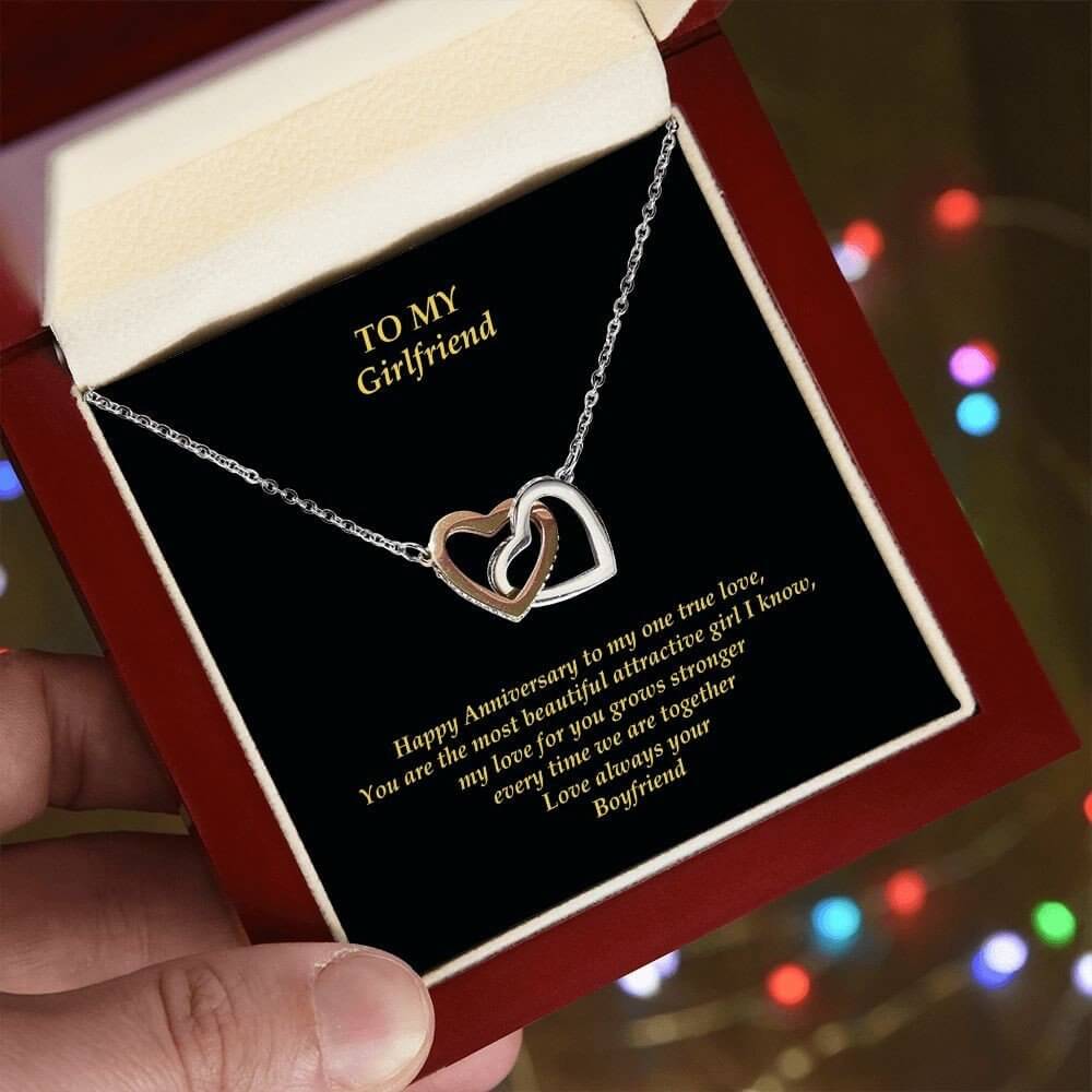 Girlfriend Gold Heart Necklace with Message Card