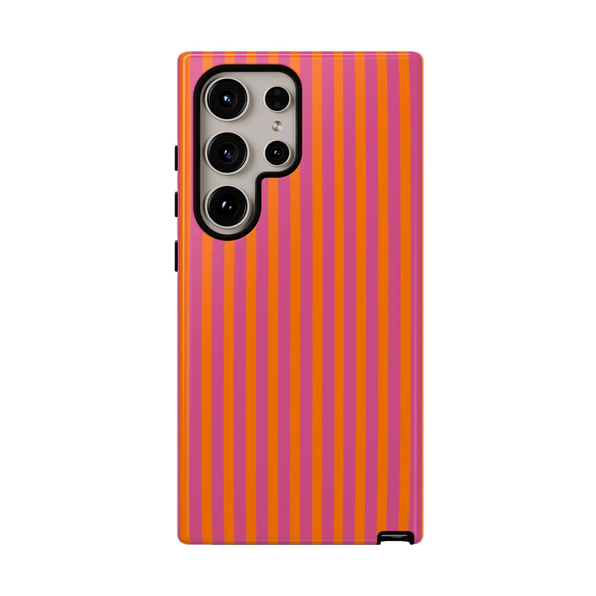 Orange Pink Striped Tough Phone Cases - Samsung Galaxy S24 Ultra / Glossy - Phone Case