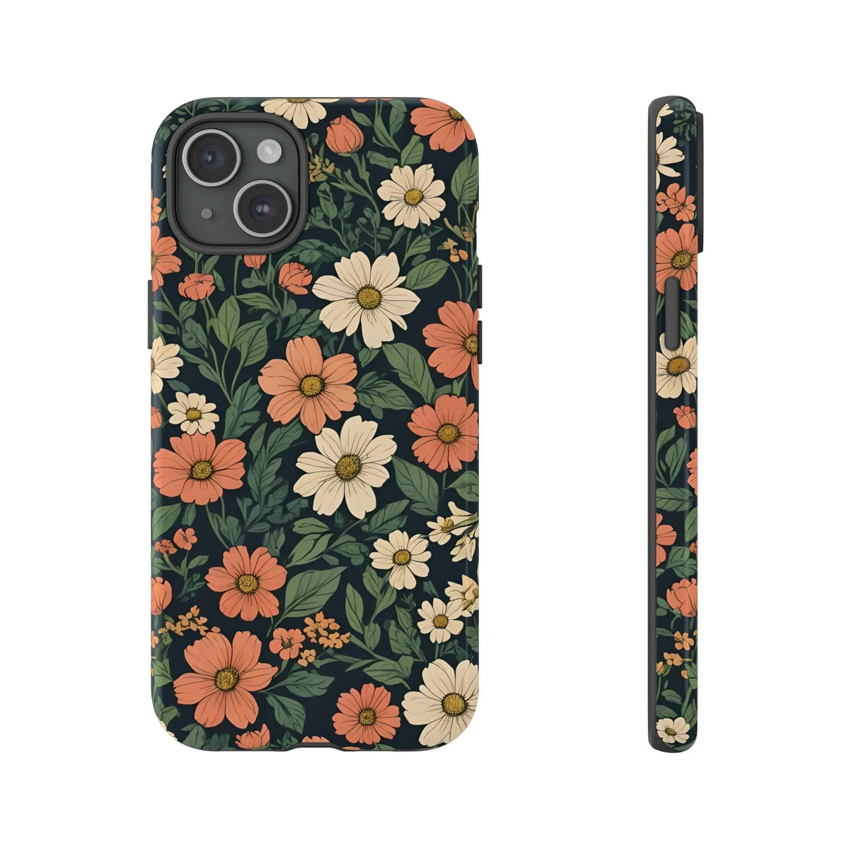 Orange & White Floral Phone Case Elegant Protection - iPhone 15 Plus / Glossy - Mobile Phone Cases