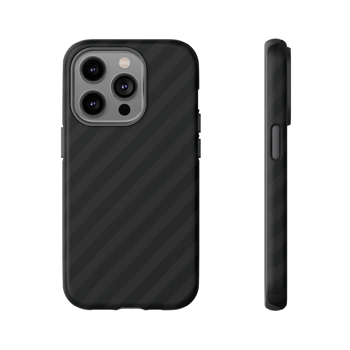 Black carbon fiber-patterned phone case with a sleek modern design and black diagonal pattern tough gloss finish back side