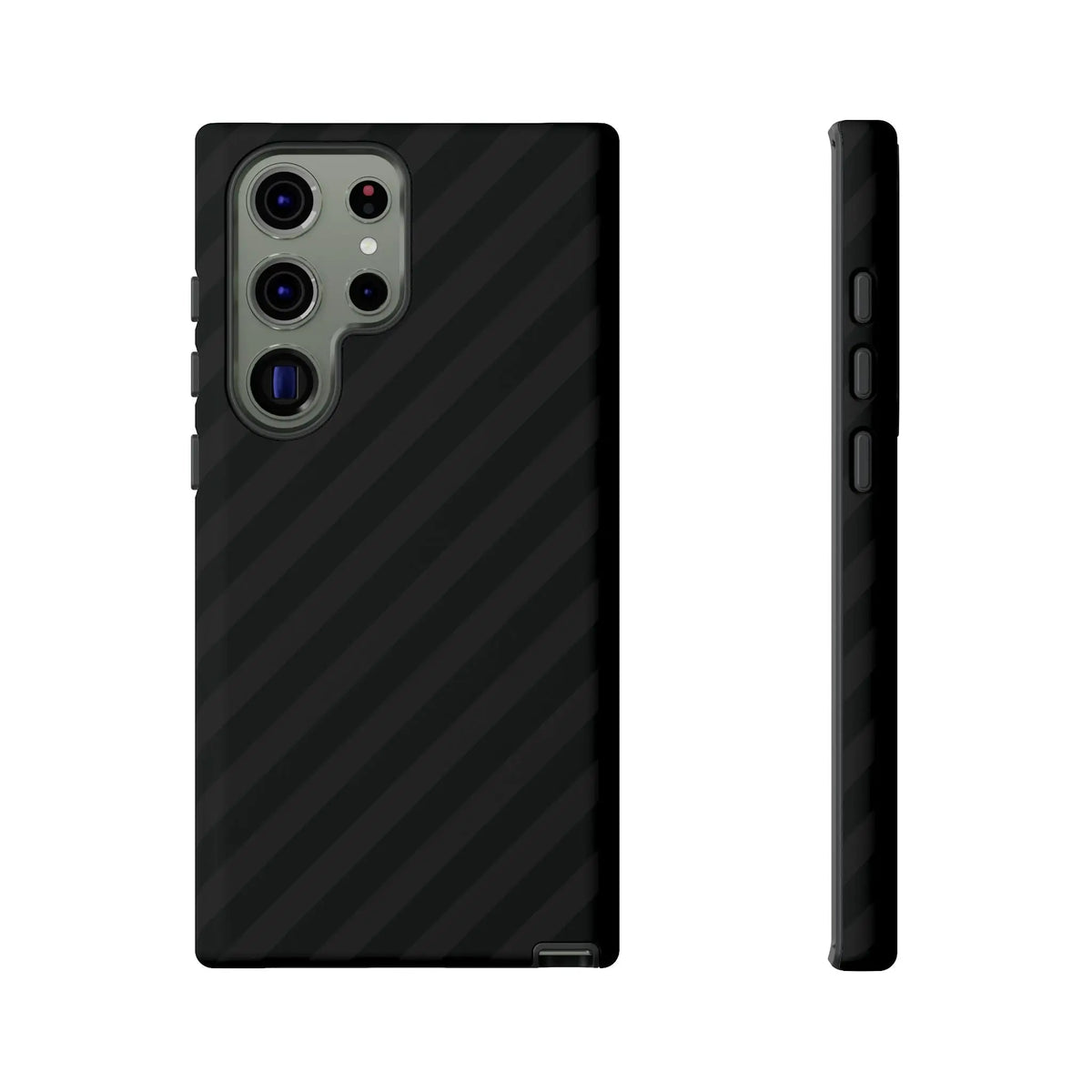 Black carbon fiber textured phone case for samsung galaxy s23 ultra with black diagonal pattern tough gloss finish back view