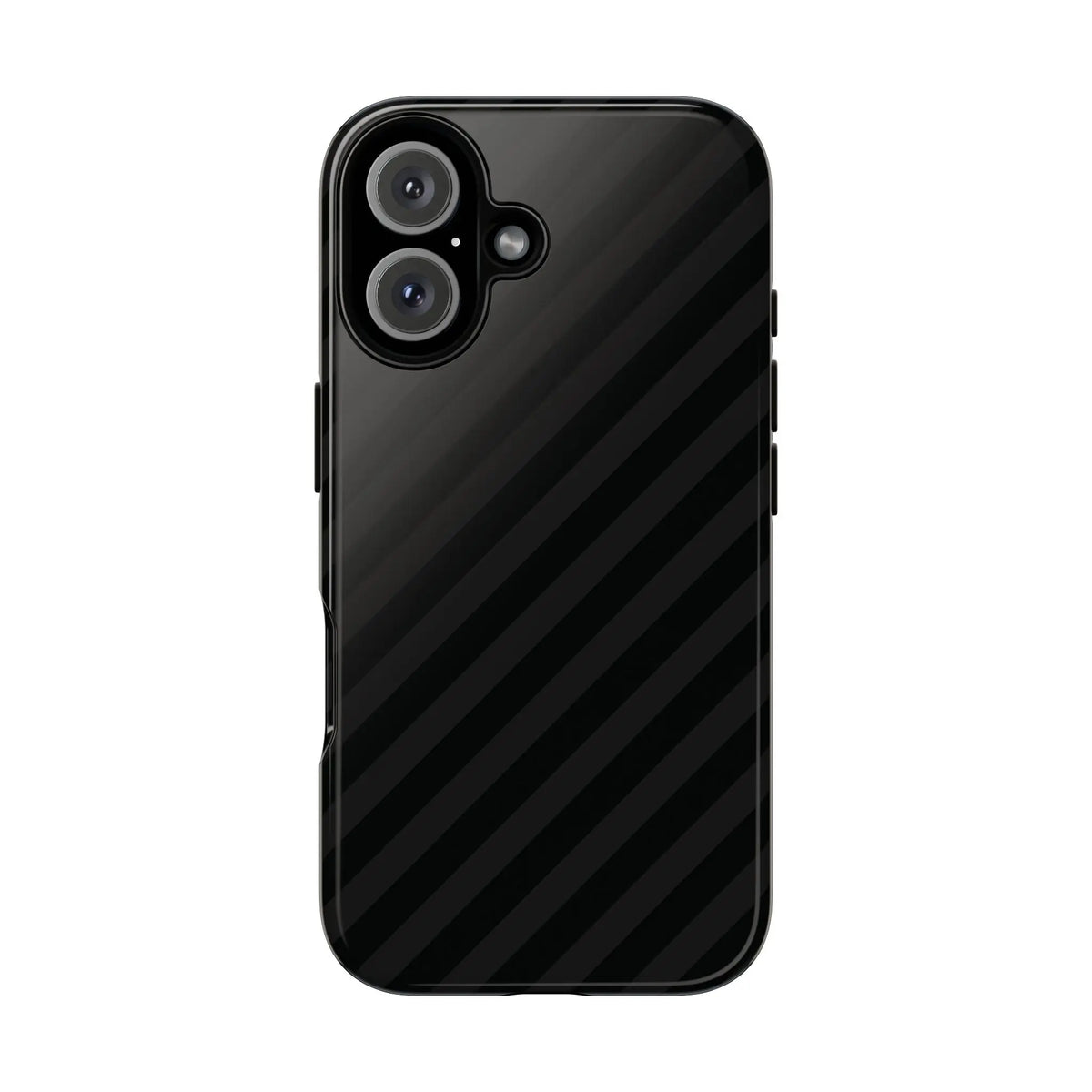 Back side of black diagonal pattern tough phone case with a glossy finish for iphone samsung and google pixel