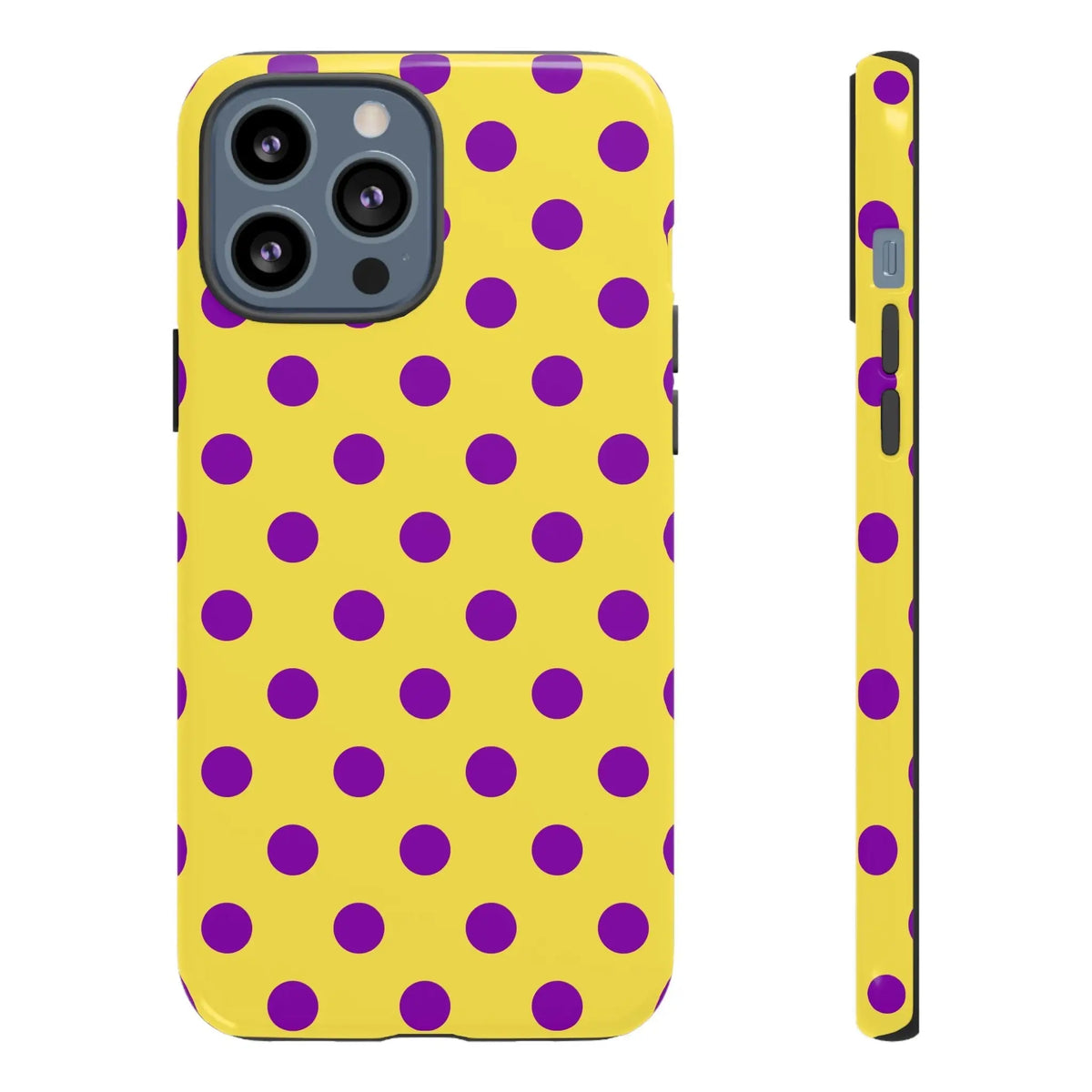 Phone Case - Bright Yellow with Purple Dots - iPhone 13 Pro Max / Glossy - Phone Case