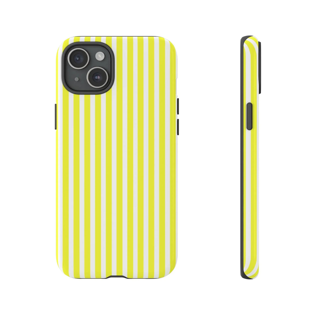 Phone case cover with banana yellow and white striped tough hard shell design for iphone samsung google back view