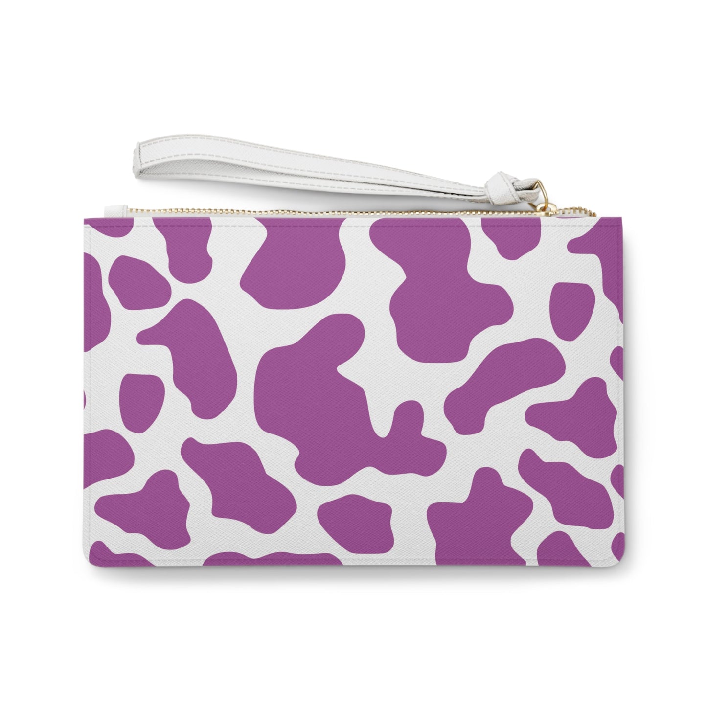 Purple Cow Print Makeup Clutch Bag