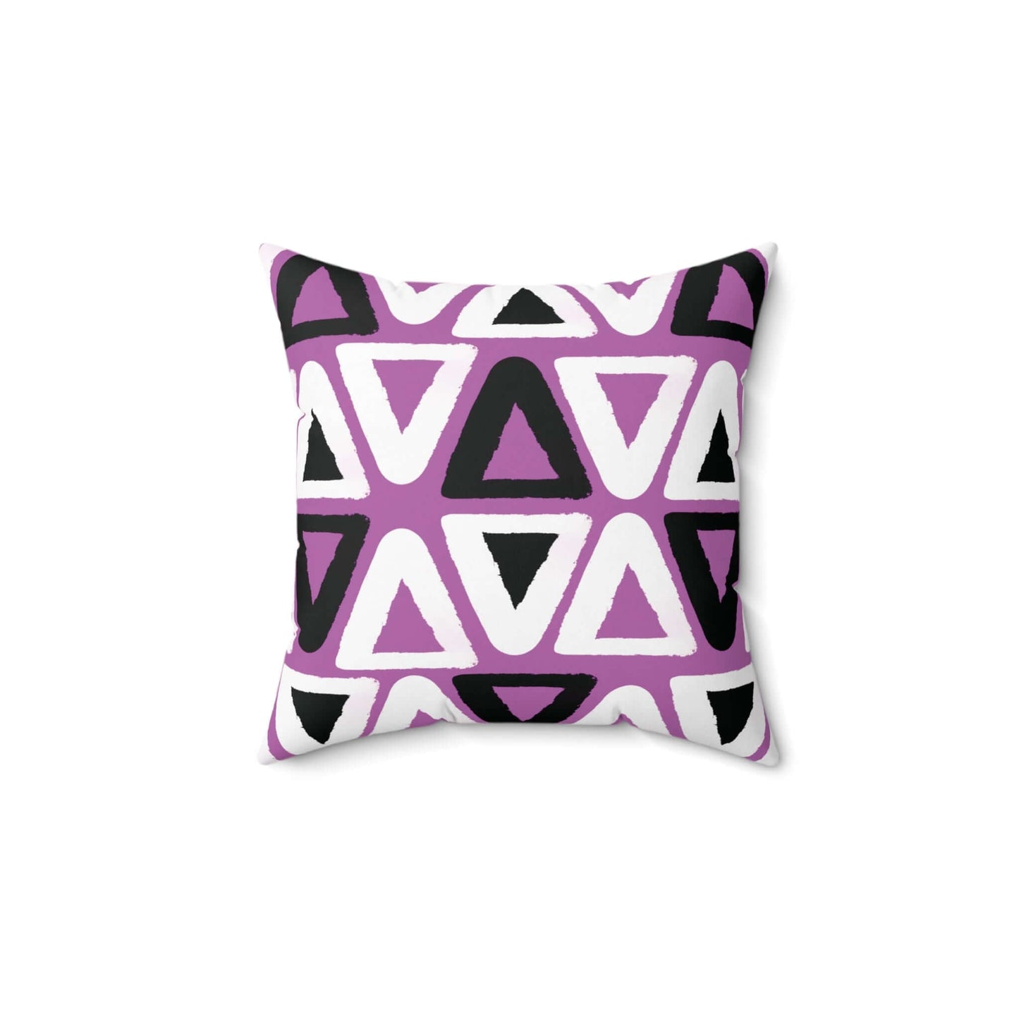 Purple Triangle Pattern Square Spun Polyester Throw Pillow