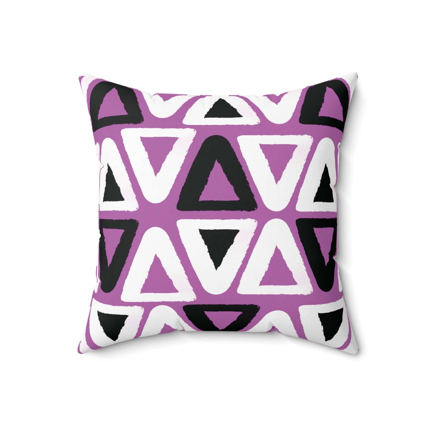 Purple Triangle Pattern Square Spun Polyester Throw Pillow