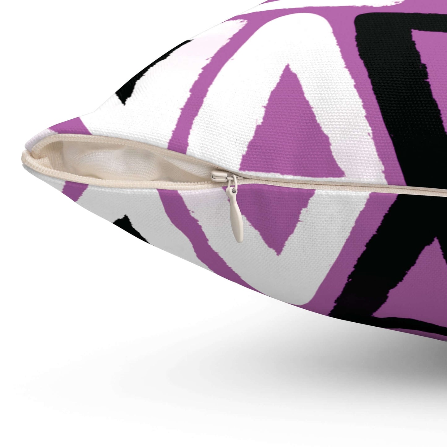 Purple Triangle Pattern Square Spun Polyester Throw Pillow