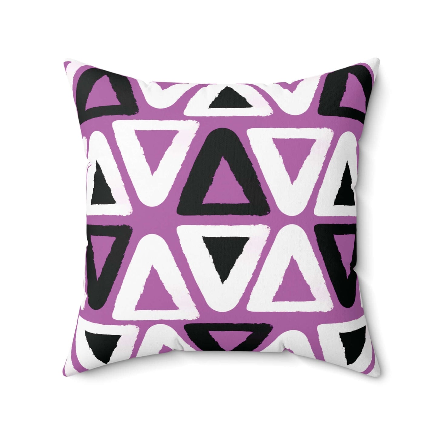 Purple Triangle Pattern Square Spun Polyester Throw Pillow