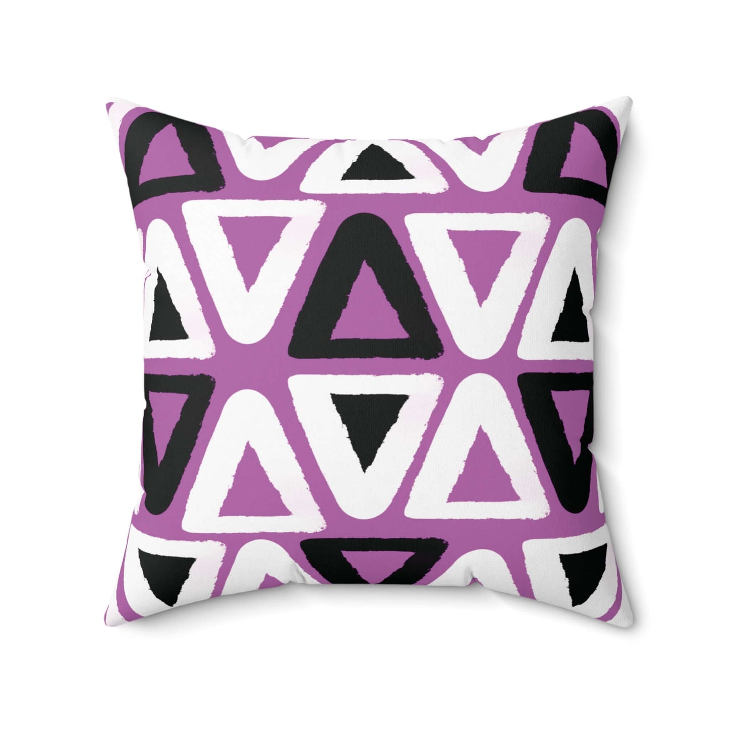 Purple Triangle Pattern Square Spun Polyester Throw Pillow