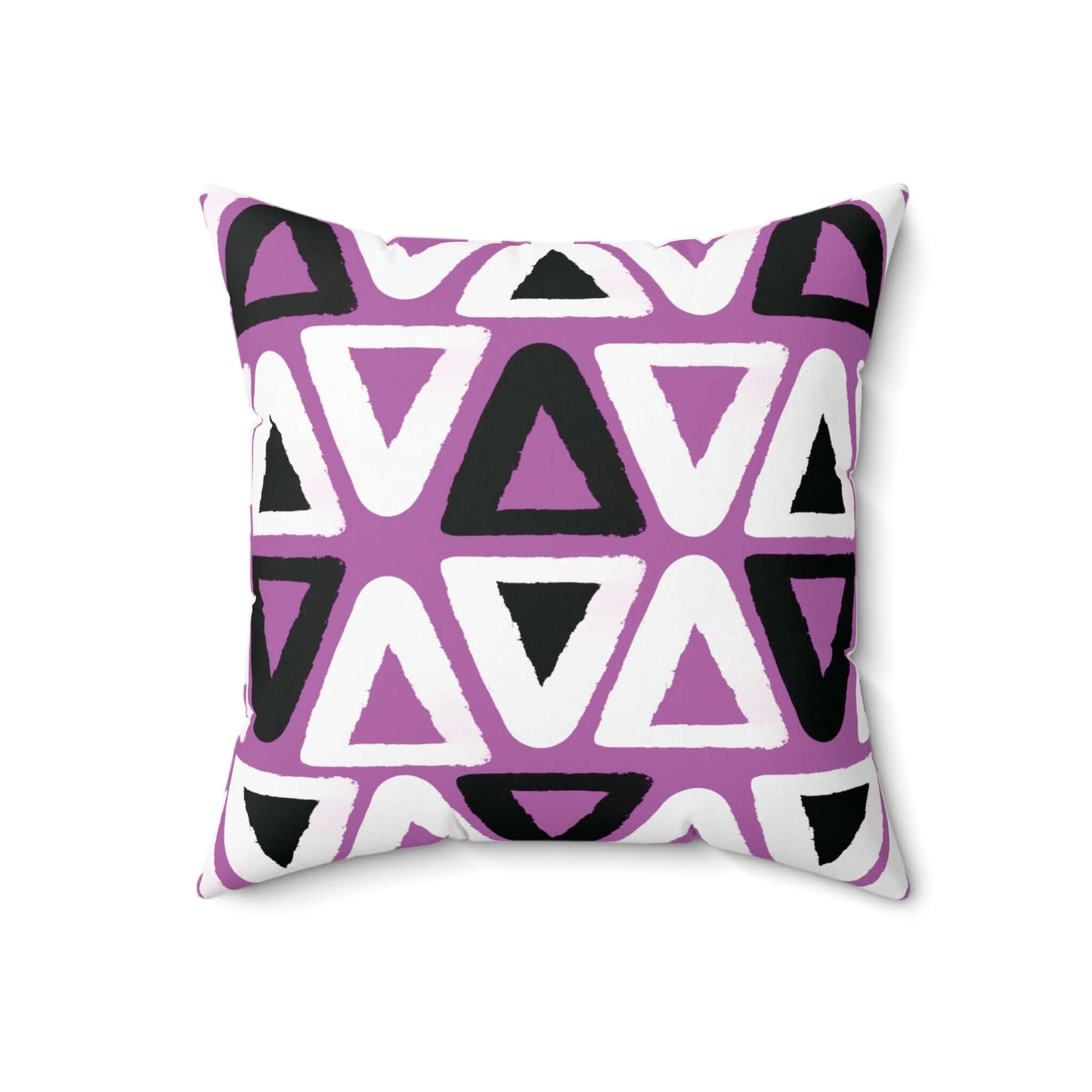 Purple Triangle Pattern Square Spun Polyester Throw Pillow