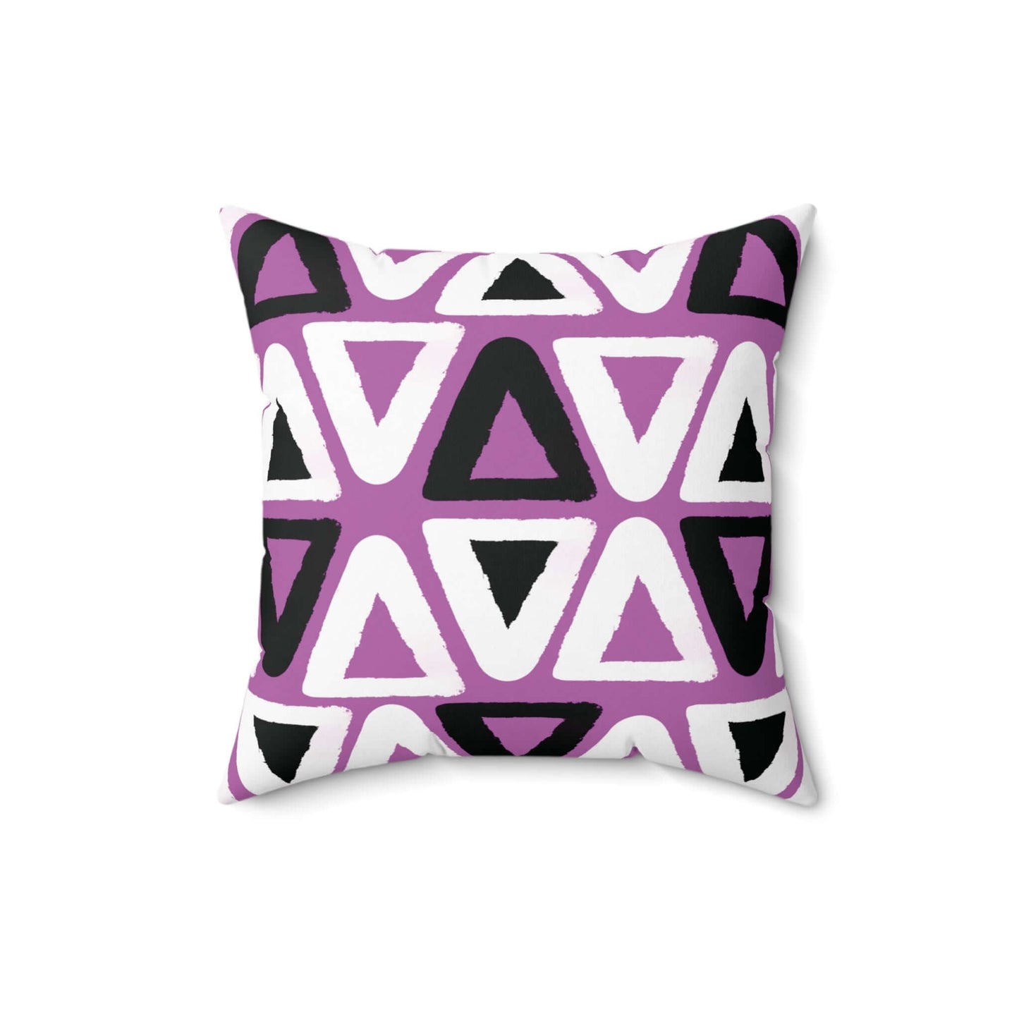 Purple Triangle Pattern Square Spun Polyester Throw Pillow