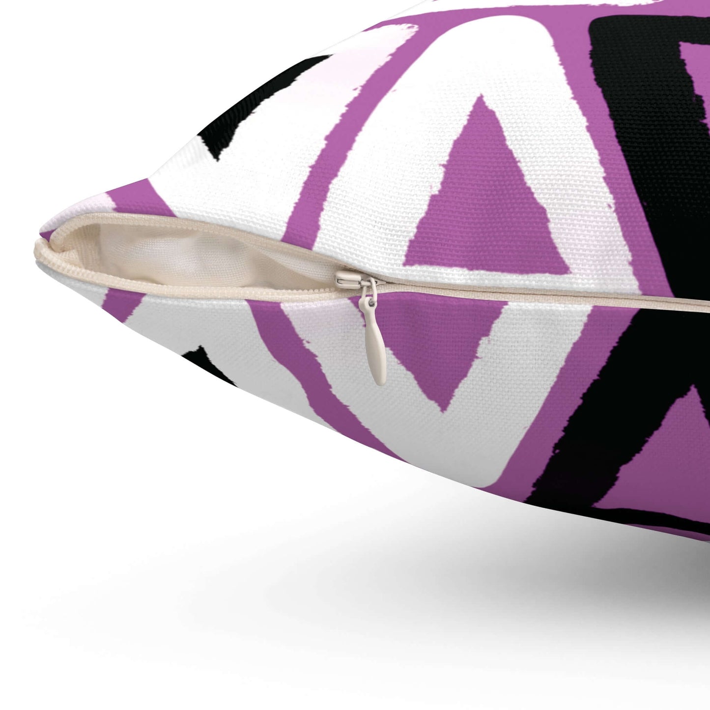 Purple Triangle Pattern Square Spun Polyester Throw Pillow