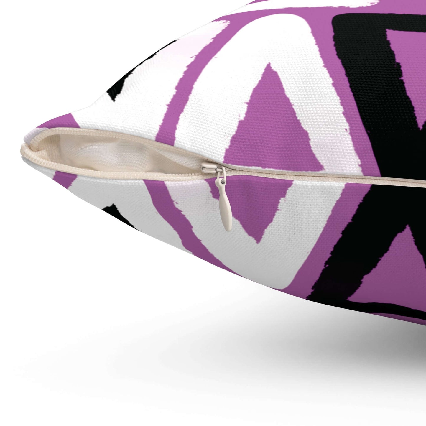 Purple Triangle Pattern Square Spun Polyester Throw Pillow