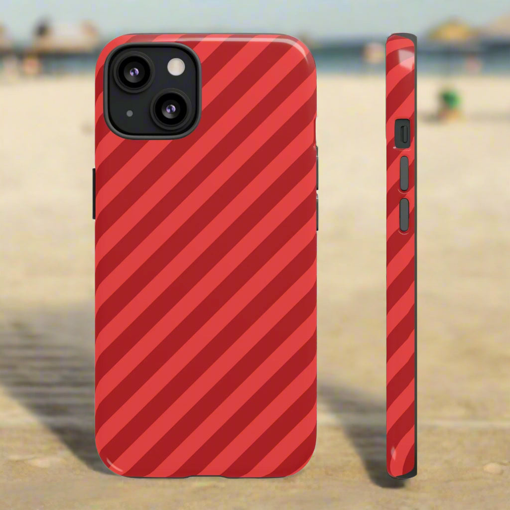 Tough Cases Phone Case Red Diagonal Glossy Cover Protective Tech Accessories Hard Shell Case Smartphone Accessories