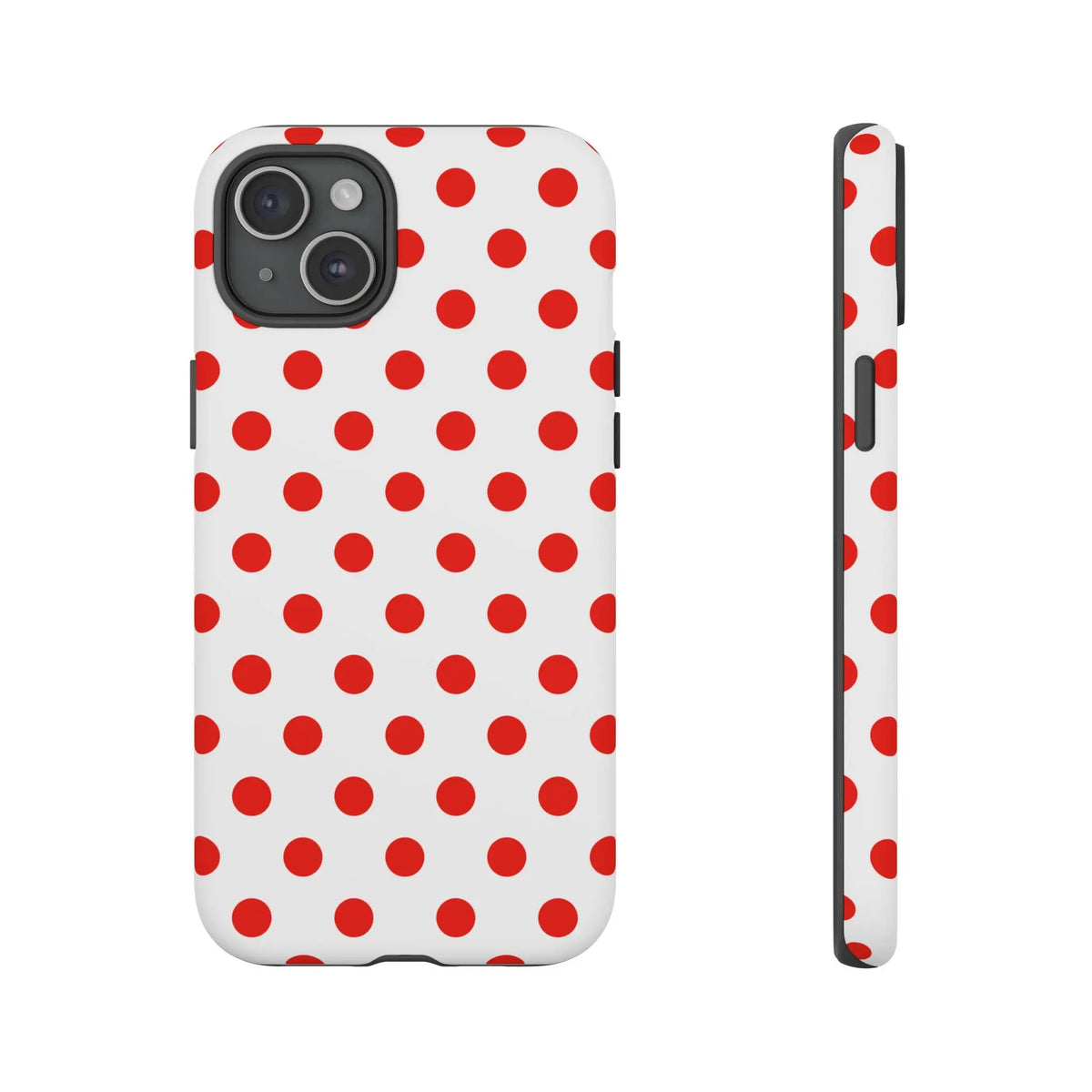 Red White Polka Dot Phone Case Cover for iPhone Samsung and Google Phones - iPhone 15 Plus / Matte - Phone Case