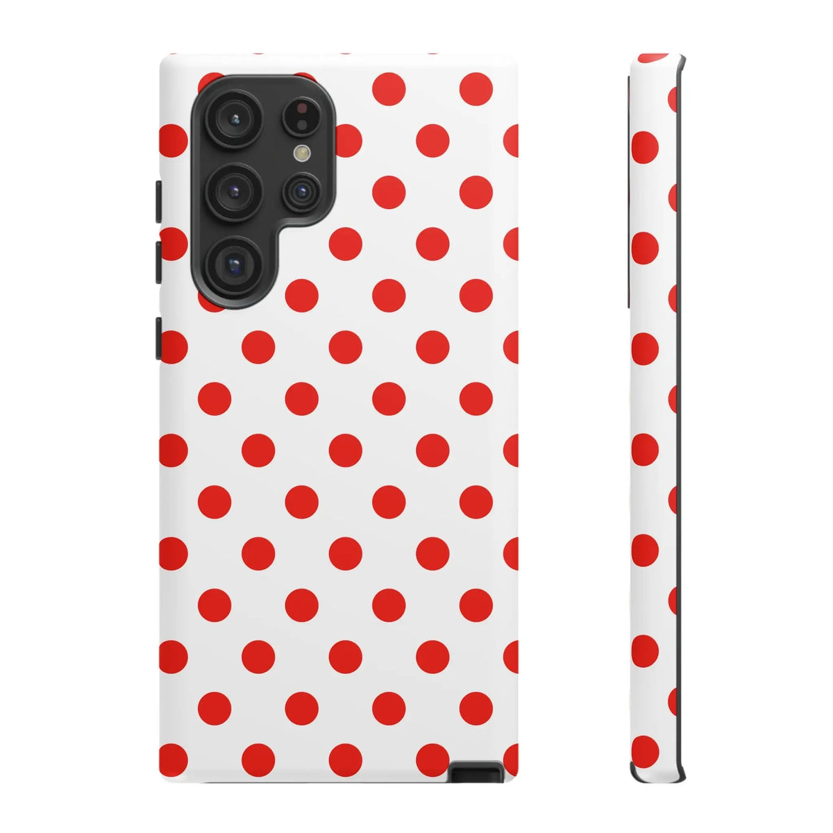 Red White Polka Dot Phone Case Cover for iPhone Samsung and Google Phones - Samsung Galaxy S22 Ultra / Matte - Phone