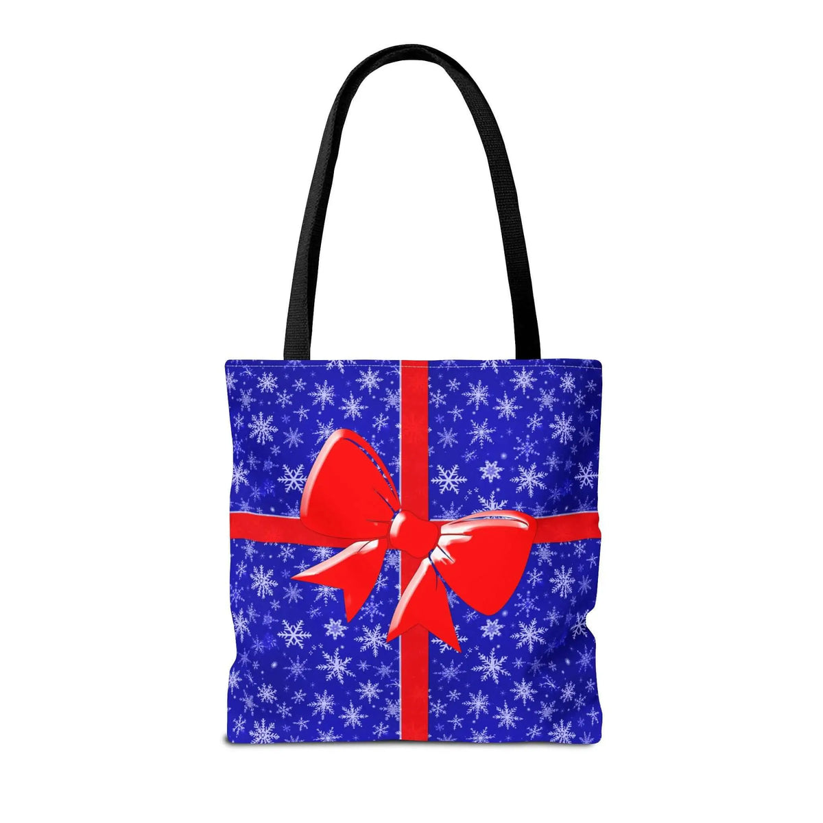 Tote Bag Blue with Red Bow Christmas Present - Bags
