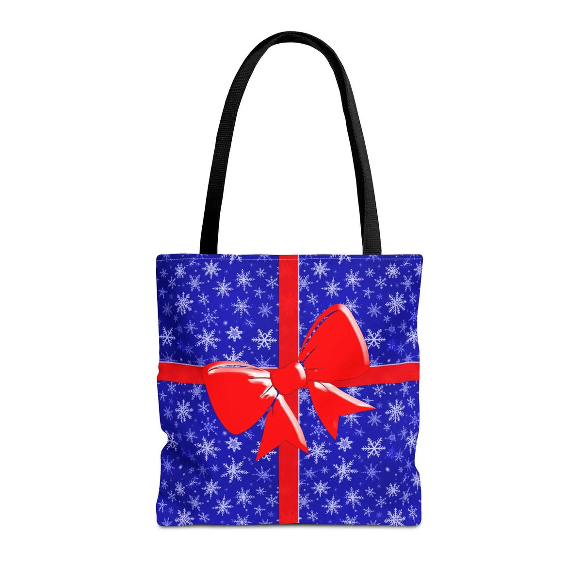 Tote Bag Blue with Red Bow Christmas Present - Bags
