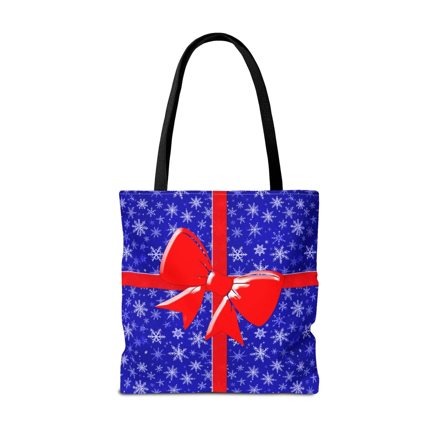 Tote Bag Blue with Red Bow Christmas Present - Bags