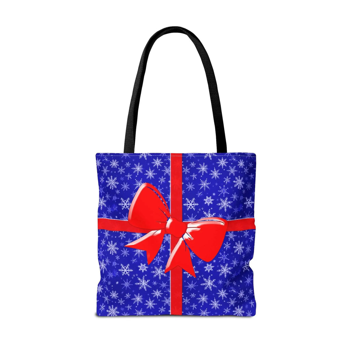 Tote Bag Blue with Red Bow Christmas Present - Bags