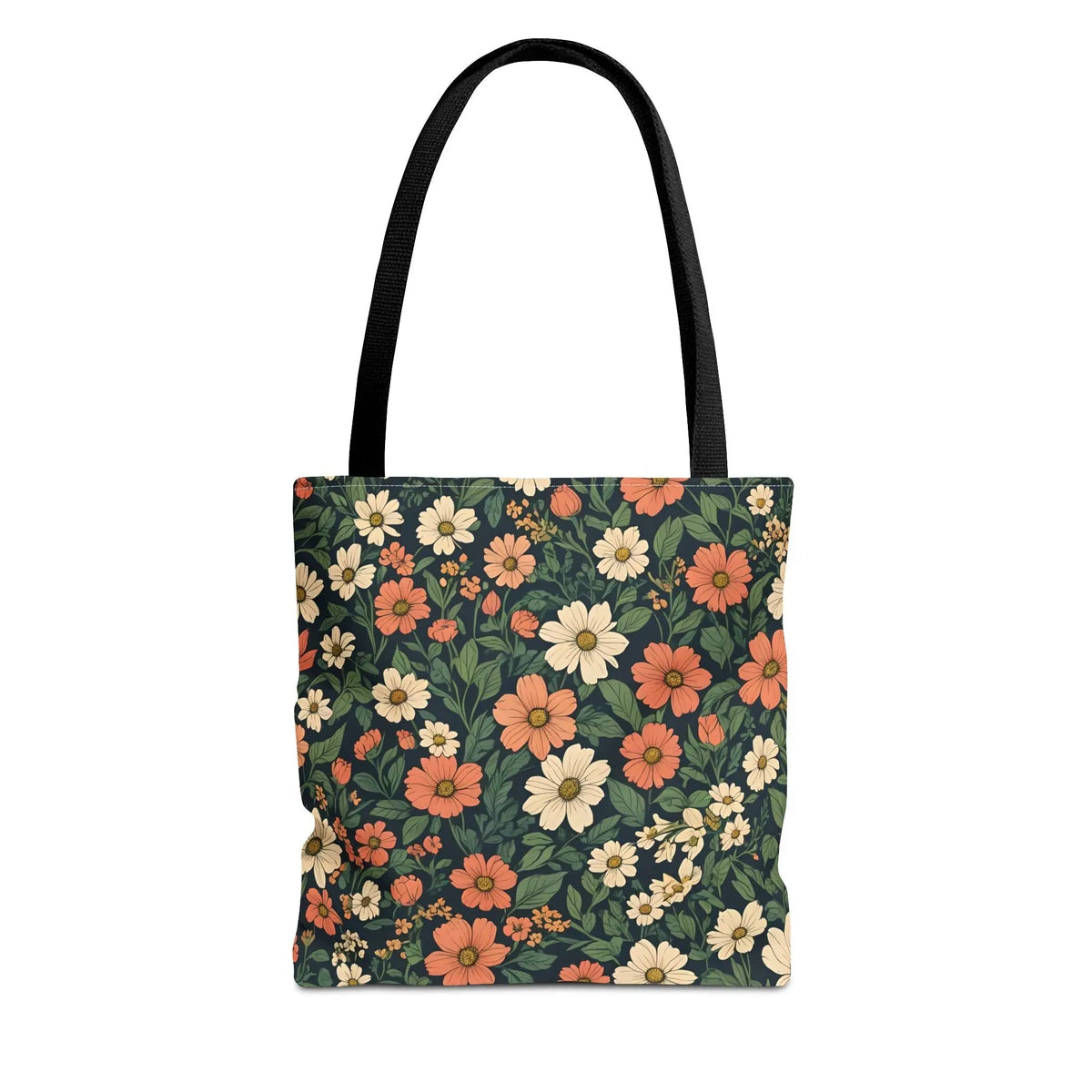 Tote Bag Floral Design Shopping Carry Travel Bag - 13’’ × 13’’ / Black - Tote Bag
