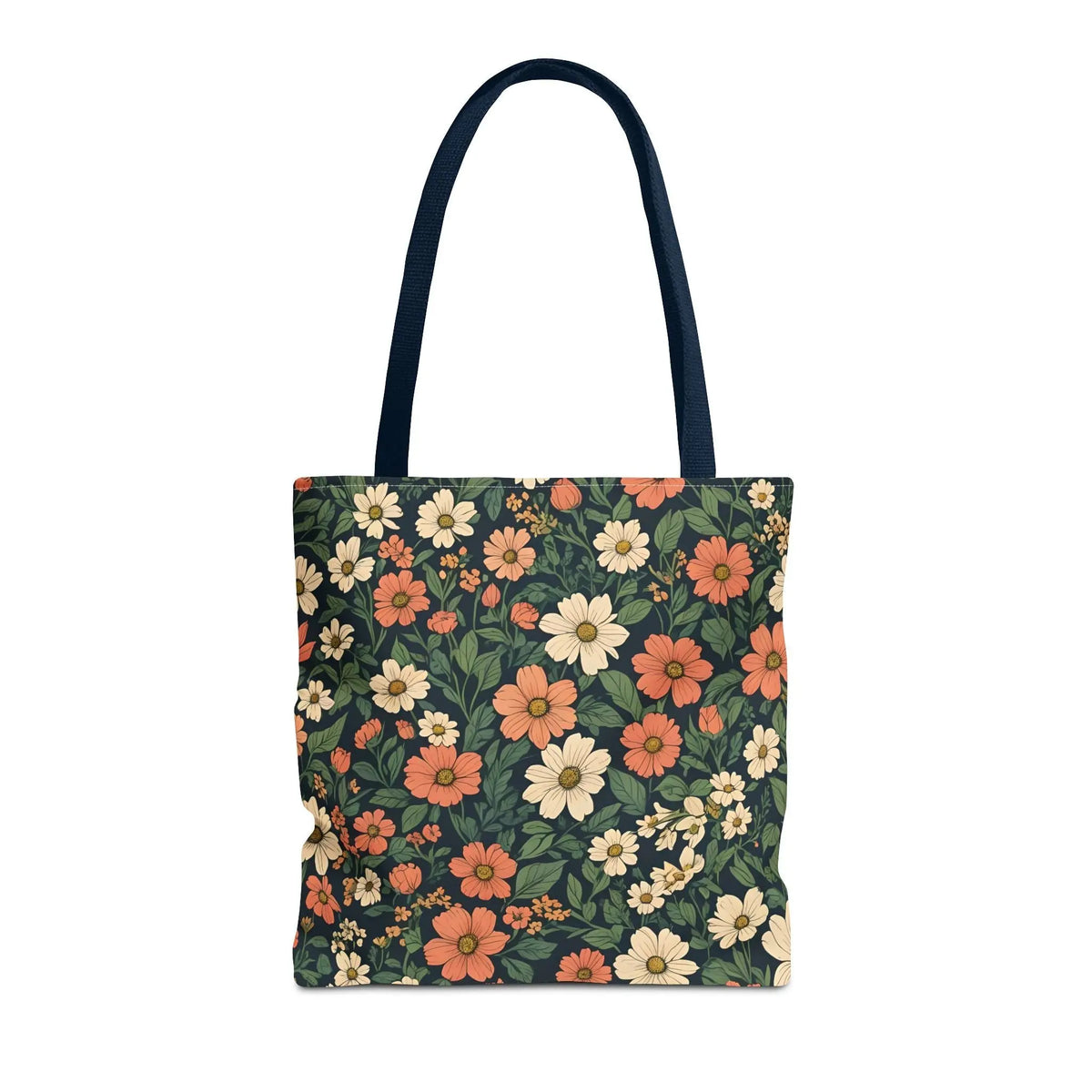 Tote Bag Floral Design Shopping Carry Travel Bag - 16’’ × 16’’ / Navy - Tote Bag