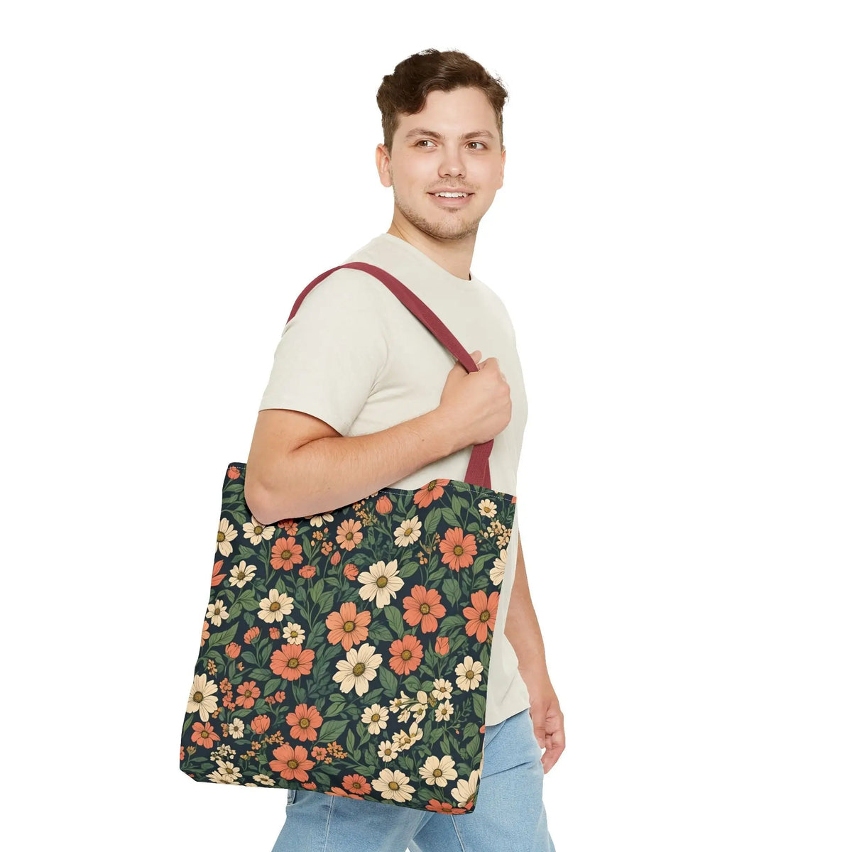 Tote Bag Floral Design Shopping Carry Travel Bag - Tote Bag