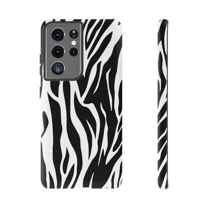 Black White Tiger Print Tough Case Cover for iPhone Samsung and Google phones., Phone Case, JSCHAFFA.com