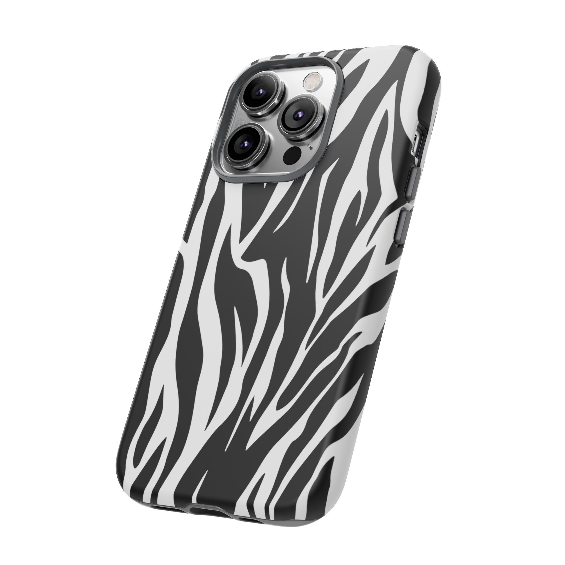 Black White Tiger Print Tough Case Cover for iPhone Samsung and Google phones., Phone Case, JSCHAFFA.com