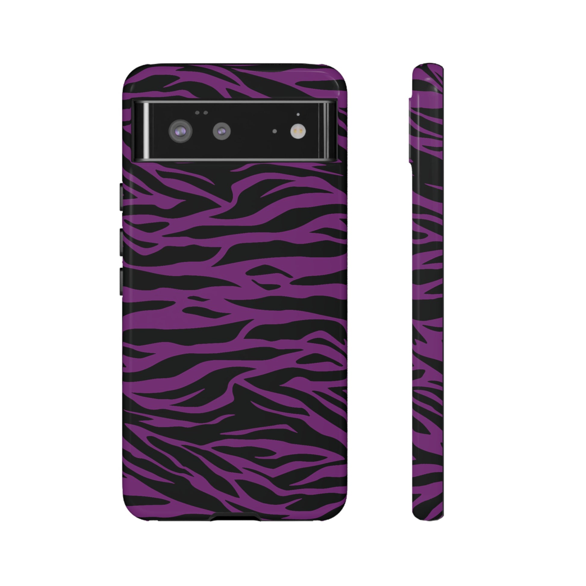 Purple Black Tiger print tough phone case, Phone Case, JSCHAFFA.com