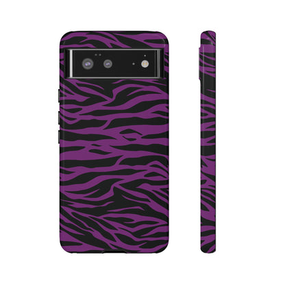 Purple Black Tiger print tough phone case, Phone Case, JSCHAFFA.com