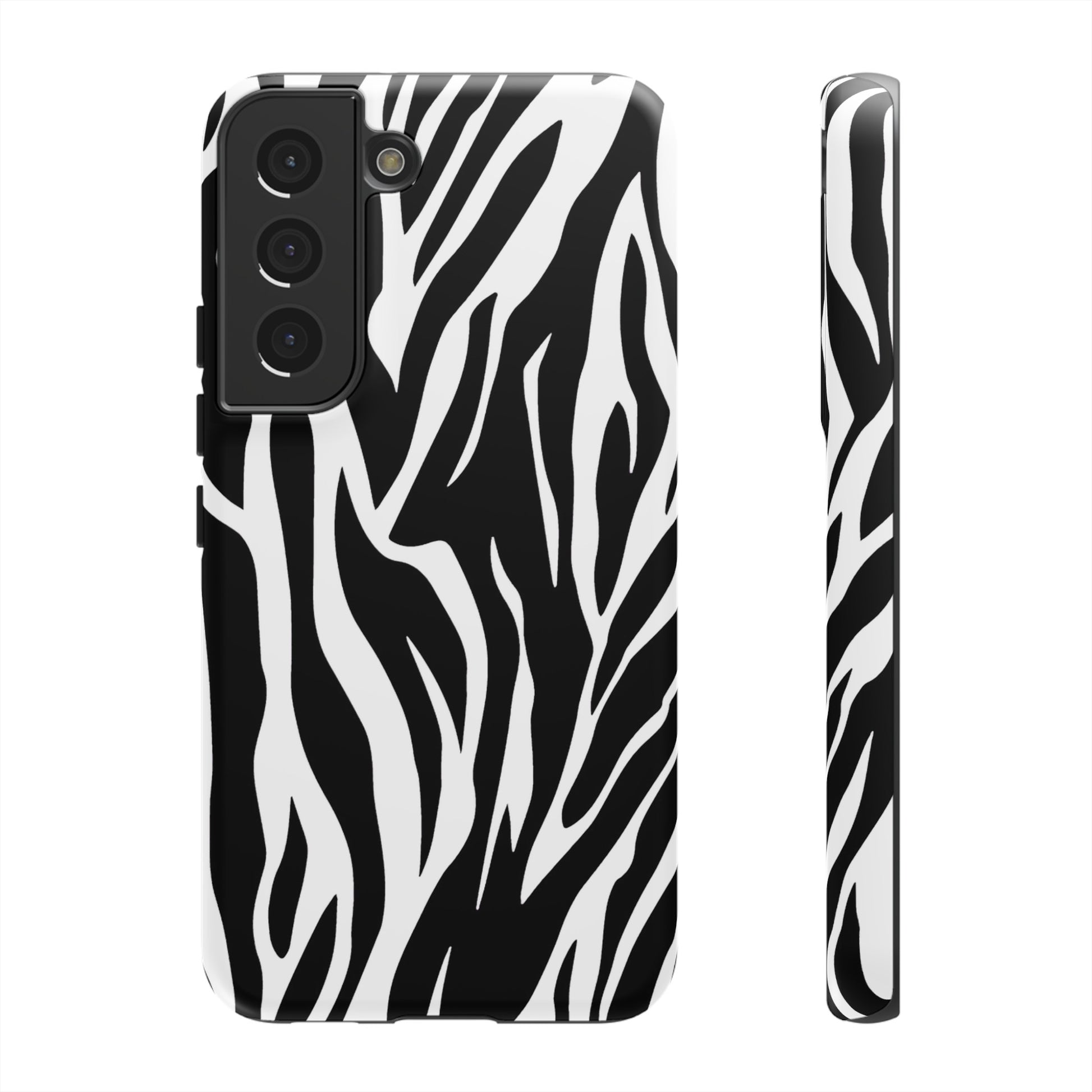 Black White Tiger Print Tough Case Cover for iPhone Samsung and Google phones., Phone Case, JSCHAFFA.com