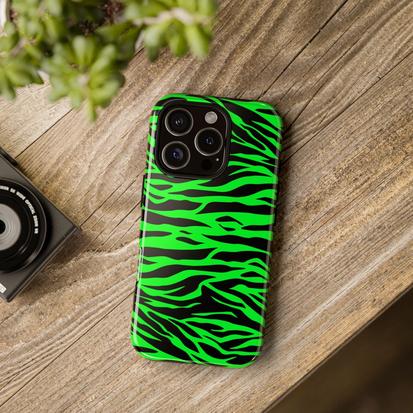 Green Cute Wild Tiger Print Pattern Tough Phone Case