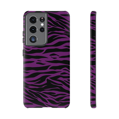 Purple Black Tiger print tough phone case