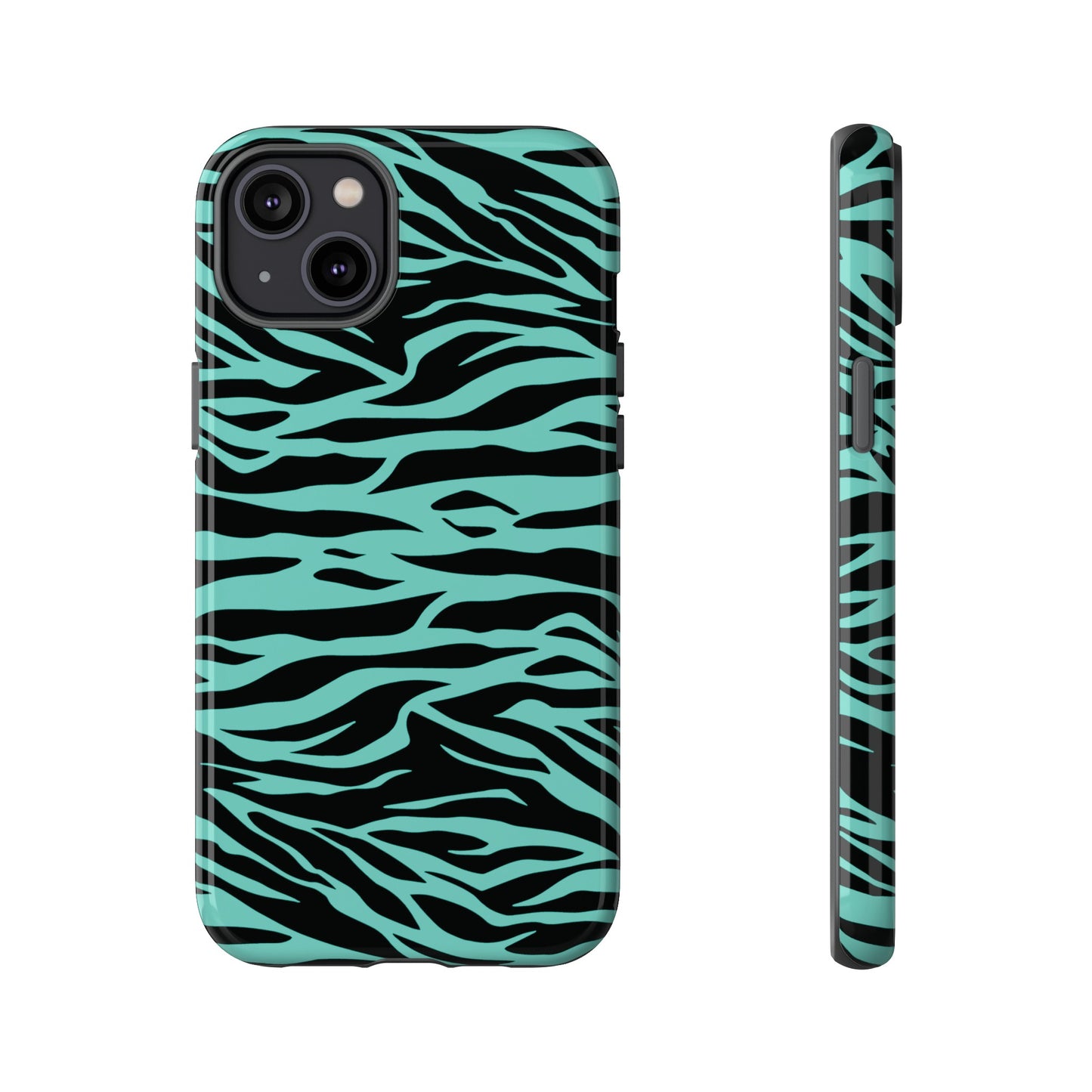 Aqua Cute Wild Tiger Print Pattern Tough Phone Case, Phone Case, JSCHAFFA.com