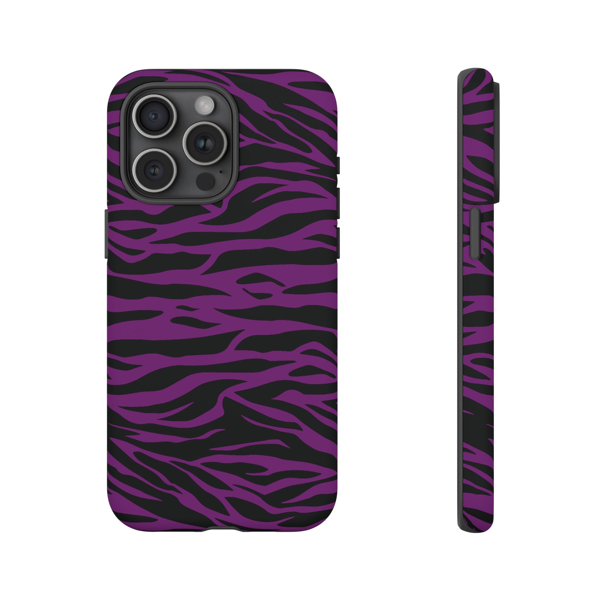 Purple Black Tiger print tough phone case, Phone Case, JSCHAFFA.com