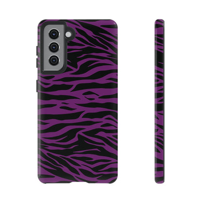 Purple Black Tiger print tough phone case