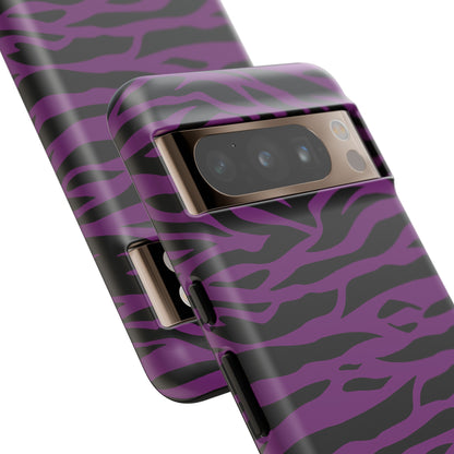 Purple Black Tiger print tough phone case, Phone Case, JSCHAFFA.com