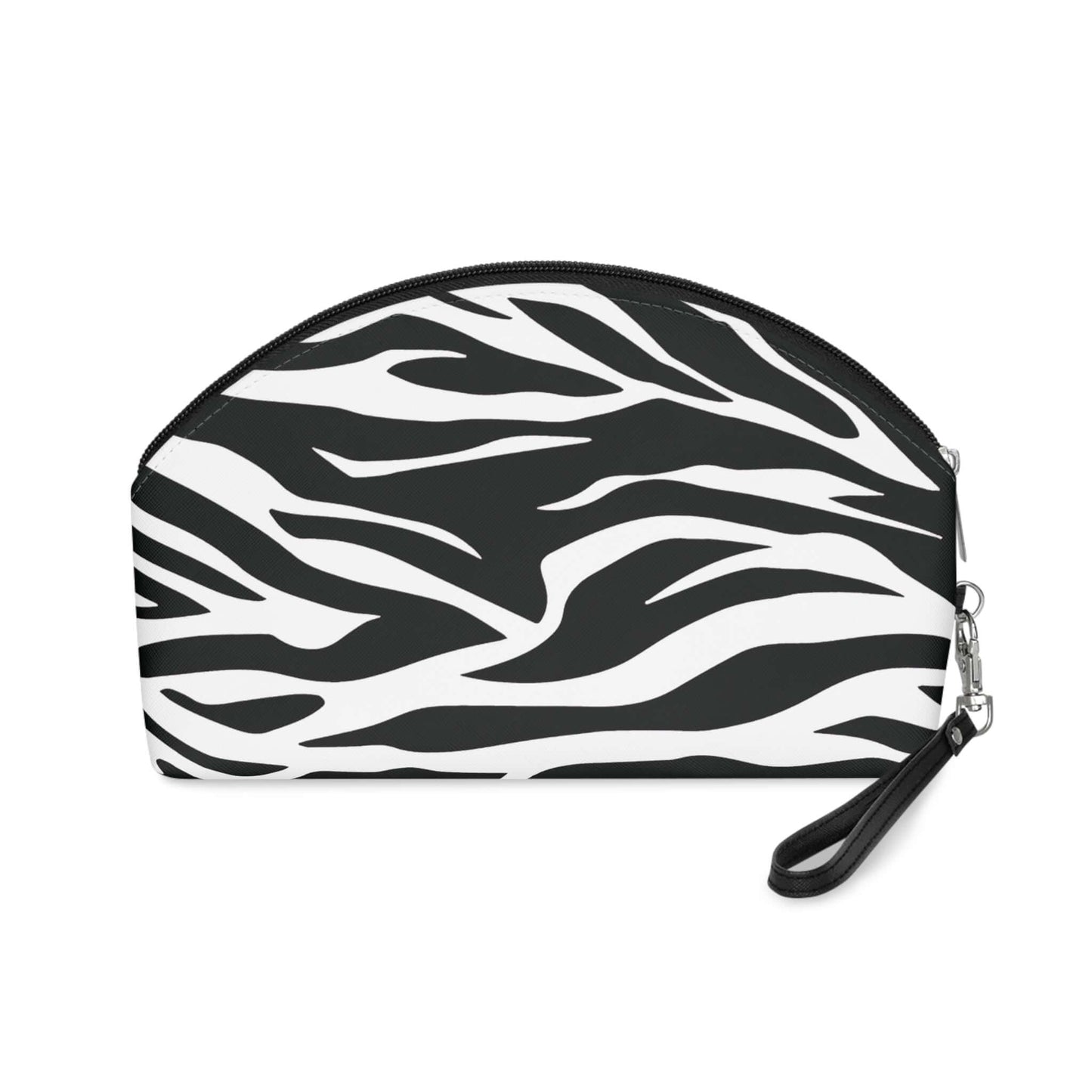 Black & White Tiger Print Travel Makeup Bag with Detachable Strap Chic Versatile Bags JSCHAFFA.com