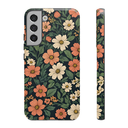 Orange & White Floral Phone Case - Elegant Protection for iPhone, Samsung, and Google Phones