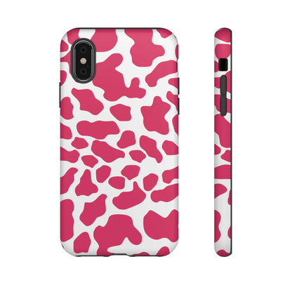 Pink Cow Print Cellphone Case iPhone Samsung Google, Phone Case, JSCHAFFA.com