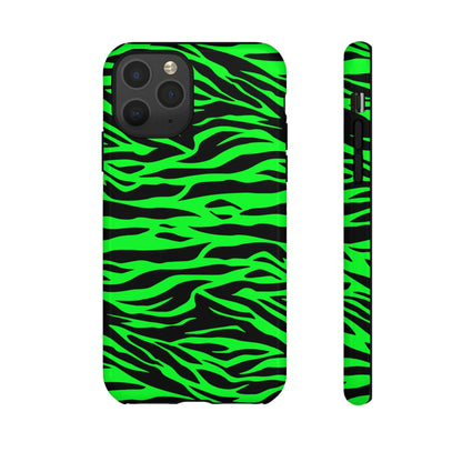 Green Cute Wild Tiger Print Pattern Tough Phone Case, Phone Case, JSCHAFFA.com