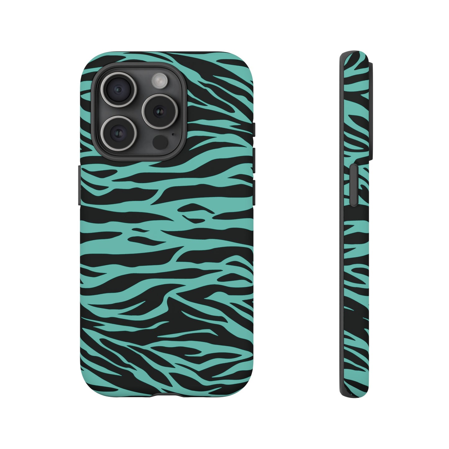 Aqua Cute Wild Tiger Print Pattern Tough Phone Case, Phone Case, JSCHAFFA.com