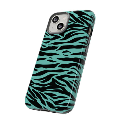 Aqua Cute Wild Tiger Print Pattern Tough Phone Case, Phone Case, JSCHAFFA.com