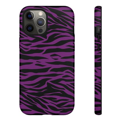 Purple Black Tiger print tough phone case, Phone Case, JSCHAFFA.com