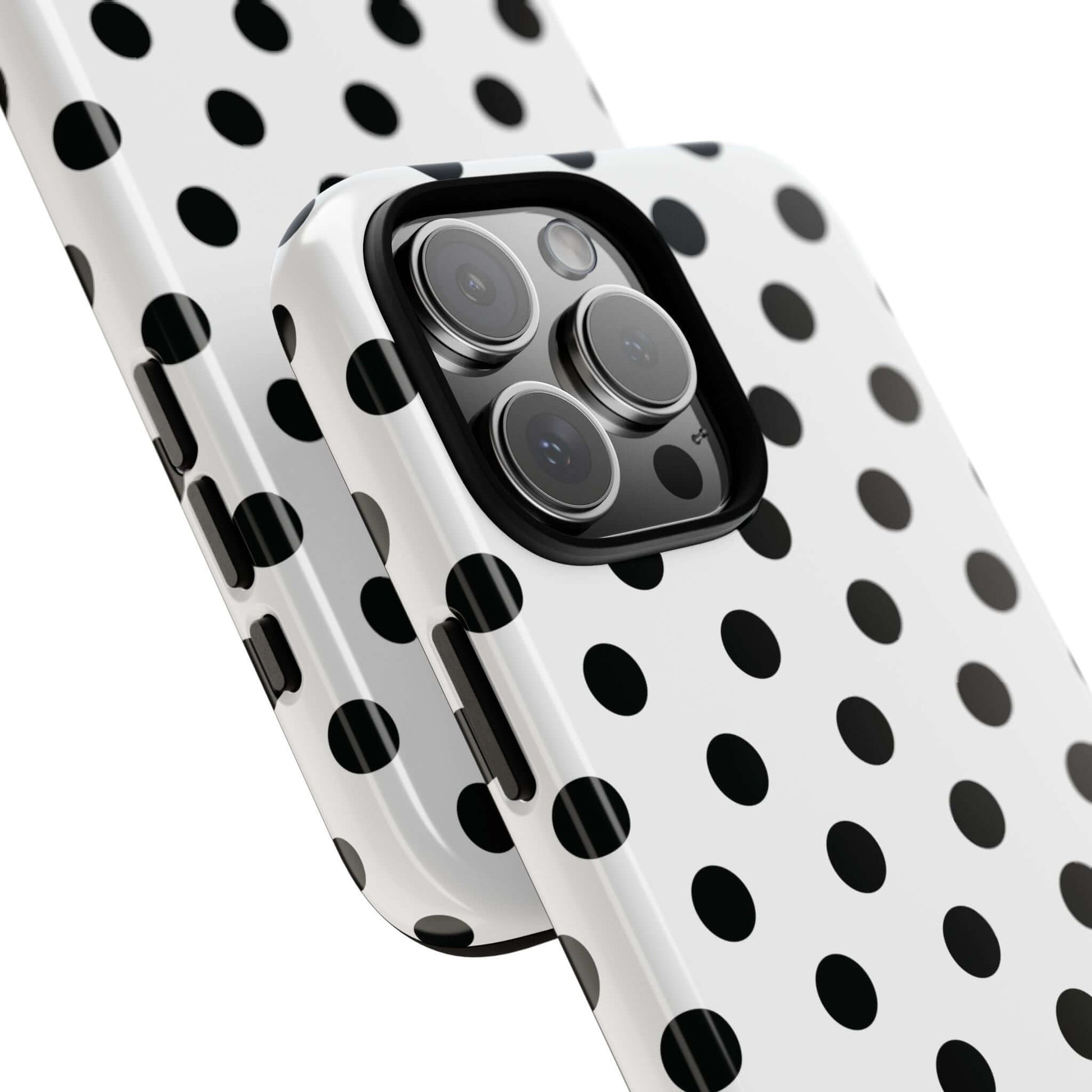 Black & White Polka dot Tough Phone Case for iPhone, Samsung, Google